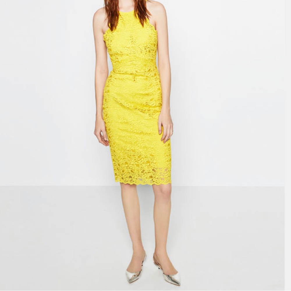 Zara Yellow Lace Dress Size M